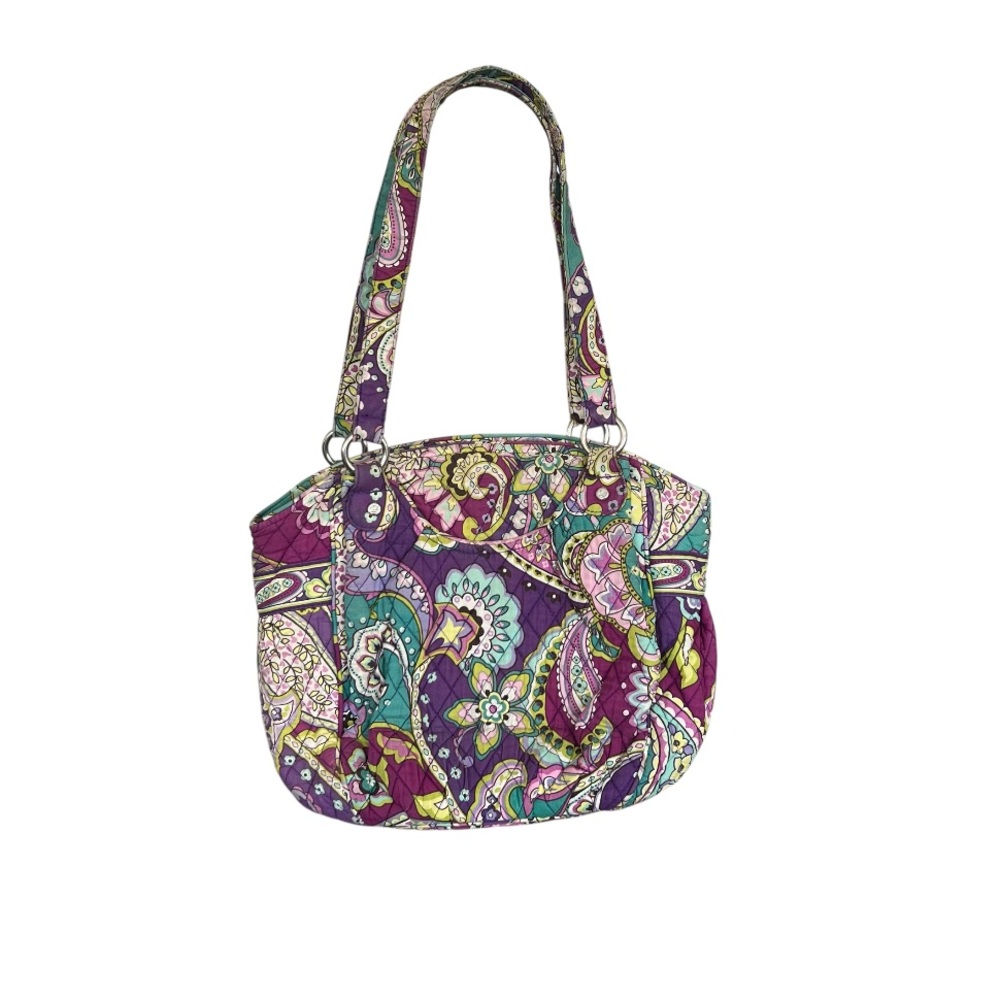 Vera Bradley Glenna Satchel in Multi Colored Floral Double Handle